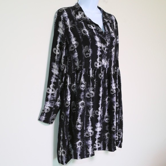 SANDRO - Black/White 100% Silk Boho Mini Dress - Women's Size 2, Medium NEW NWOT - Picture 4 of 12
